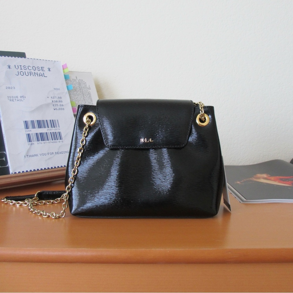 Ralph Lauren Black Shoulder Bag with Gold Chain